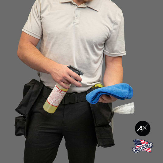 Male modeling professional commercial cleaning apron